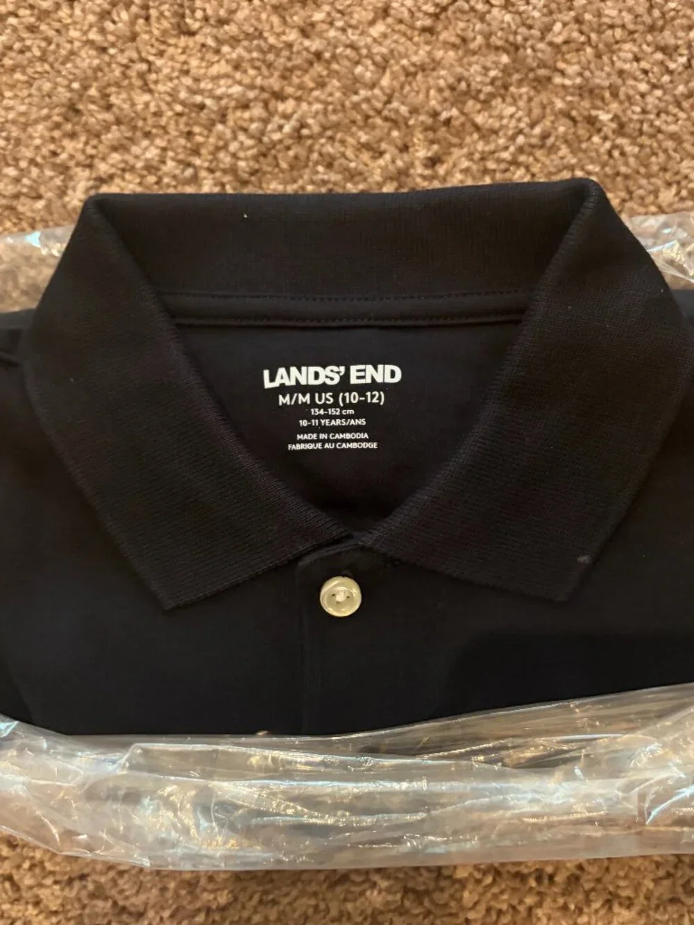 NWT School Uniform Kids Short Sleeve Black Polo, Medium (10-12)